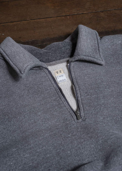 Taiga Takahashi Lot.621-Faded Heather Gray Half Zip S/S Sweat Shirts Faded Heather Gray