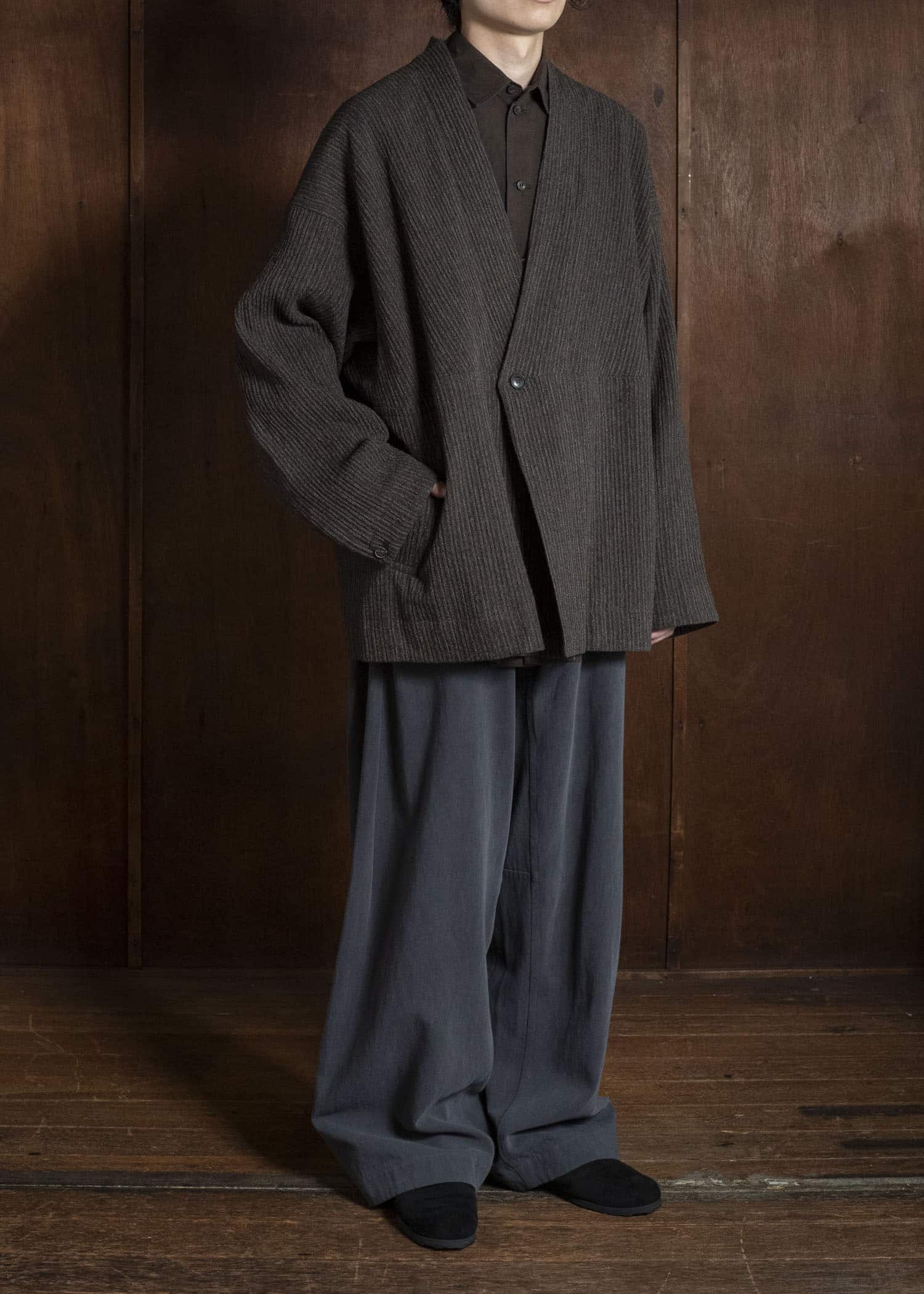 JAN-JAN VAN ESSCHE JACKET#66 OVERSIZED BLAZER WITH JET POCKET AND FULLY LINED Yak Wo Linen Cotton | Brown Striped