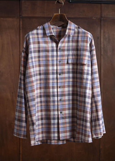 Jurgen Lehl Madras Check Shirt Purple Beige J0552FBM893-85