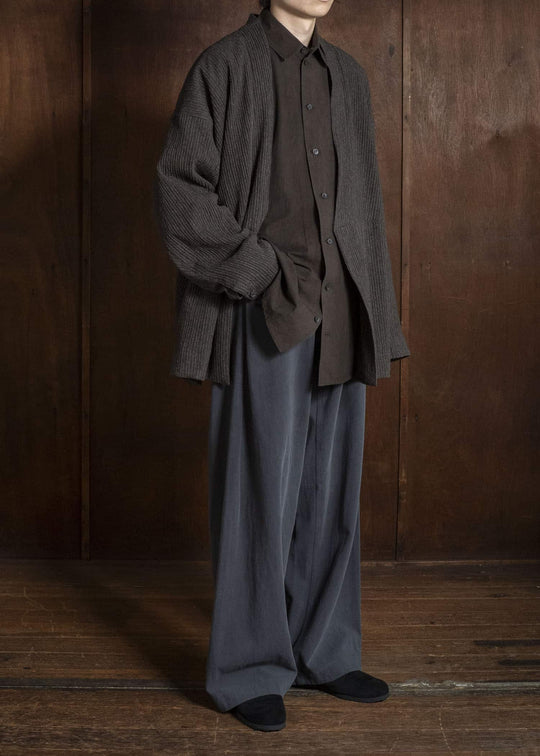 JAN-JAN VAN ESSCHE JACKET#66 OVERSIZED BLAZER WITH JET POCKET AND FULLY LINED Yak Wo Linen Cotton | Brown Striped