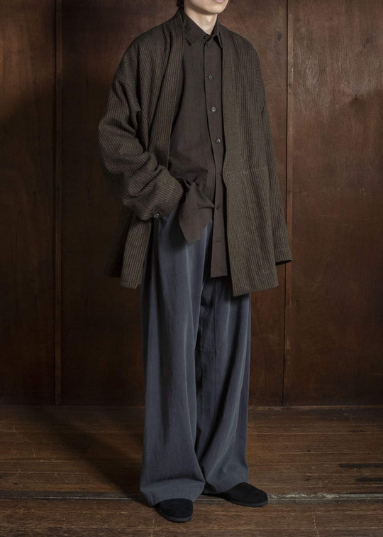 JAN-JAN VAN ESSCHE JACKET#66 OVERSIZED BLAZER WITH JET POCKET AND FULLY LINED 	Hemp Co Reed Twill | Khaki Striped