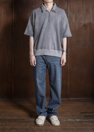 Taiga Takahashi Lot.621-Faded Heather Gray Half Zip S/S Sweat Shirts Faded Heather Gray