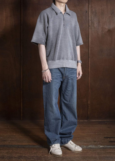 Taiga Takahashi Lot.621-Faded Heather Gray Half Zip S/S Sweat Shirts Faded Heather Gray