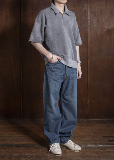 Taiga Takahashi Lot.621-Faded Heather Gray Half Zip S/S Sweat Shirts Faded Heather Gray