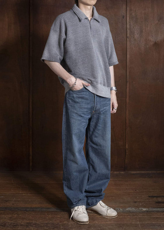 Taiga Takahashi Lot.621-Faded Heather Gray Half Zip S/S Sweat Shirts Faded Heather Gray