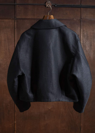 Gorsch 13-2ND-JK04 Wool Hemp Dobby Short Jacket Black