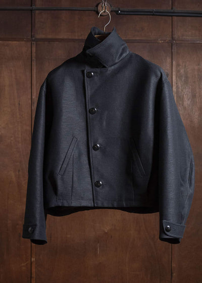 Gorsch 13-2ND-JK04 Wool Hemp Dobby Short Jacket Black