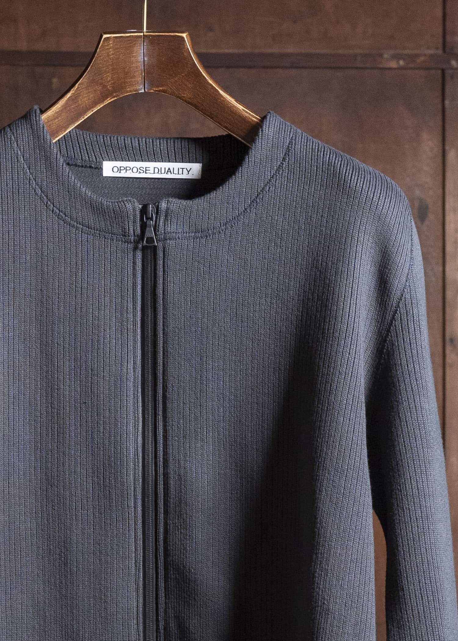 OPPOSE DUALITY OD1042CDG No Collar Rib Zip Top Black