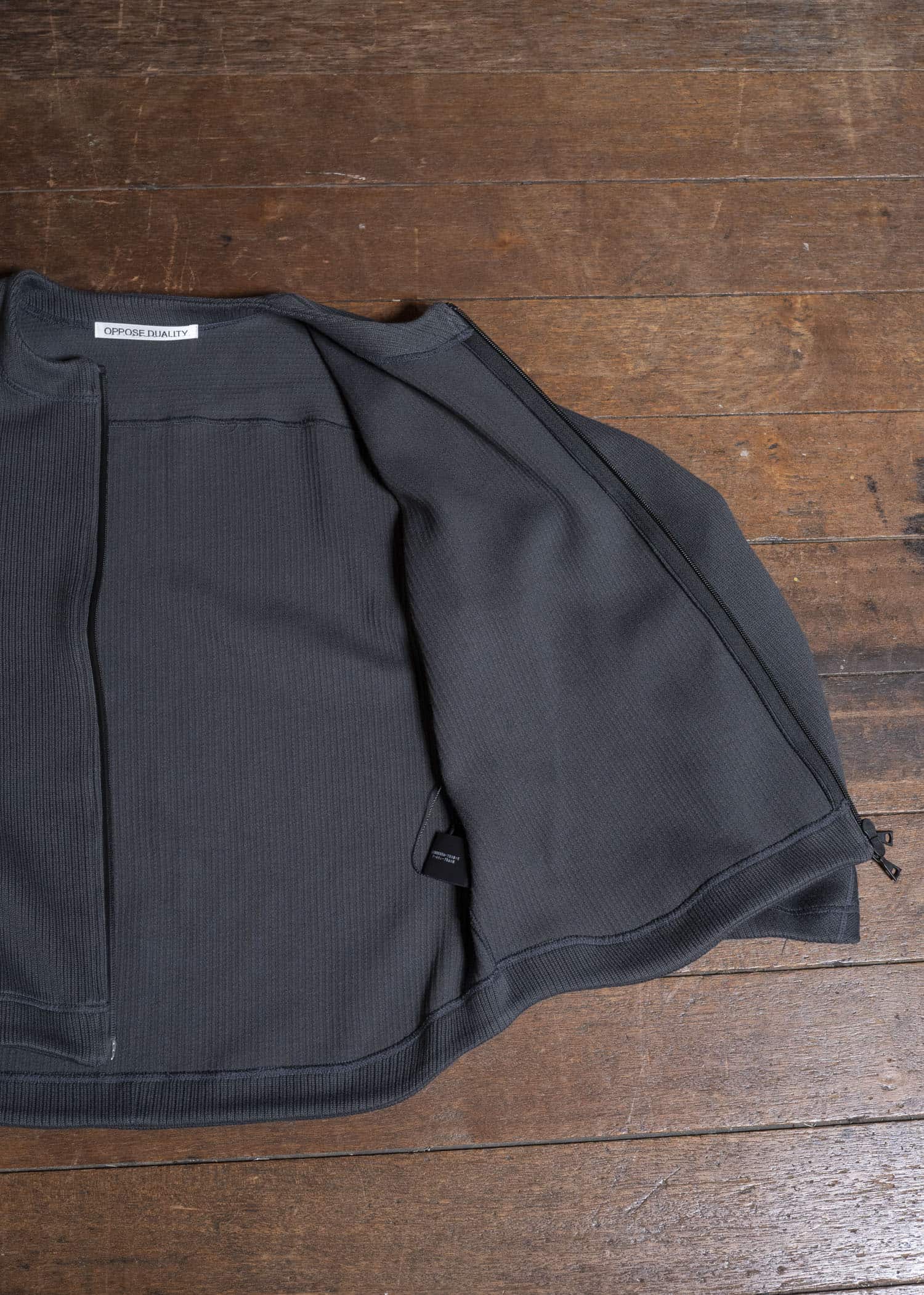 OPPOSE DUALITY OD1042CDG No Collar Rib Zip Top Black