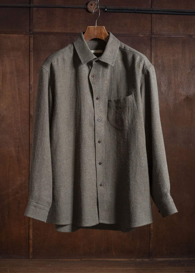Gorsch #14 2ND-SH03 Brushed Linen Wool Collar Wide Shirt Khaki