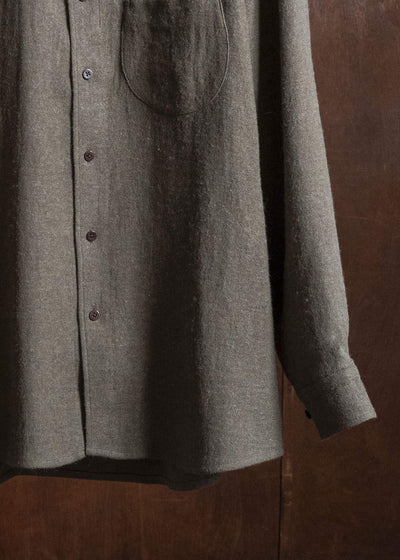 Gorsch #14 2ND-SH03 Brushed Linen Wool Collar Wide Shirt Khaki