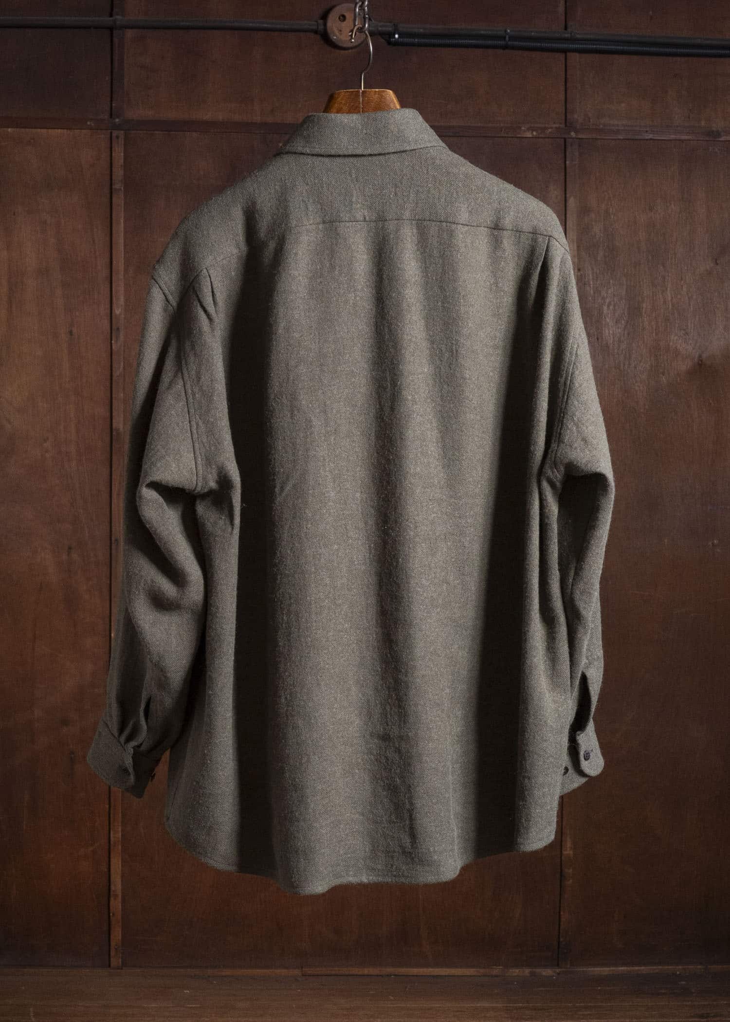 Gorsch #14 2ND-SH03 Brushed Linen Wool Collar Wide Shirt Khaki