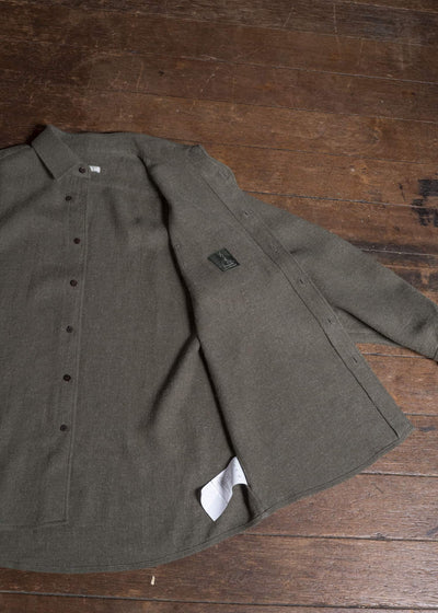 Gorsch #14 2ND-SH03 Brushed Linen Wool Collar Wide Shirt Khaki