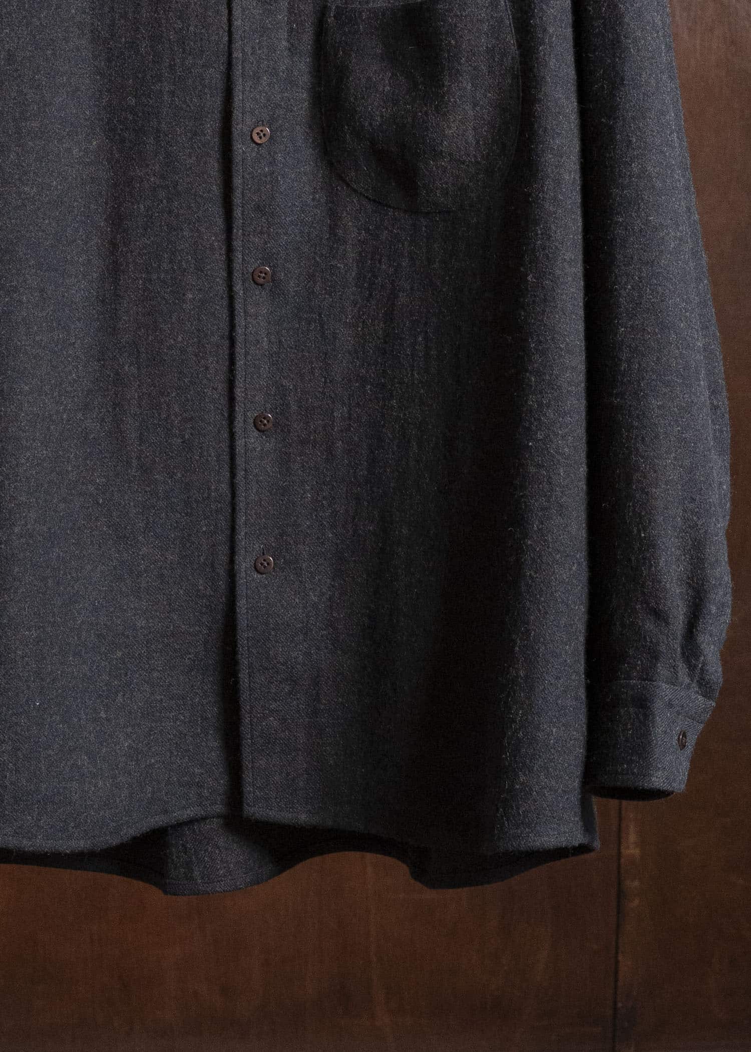 Gorsch #14 2ND-SH03 Brushed Linen Wool Collar Wide Shirt Chacoal