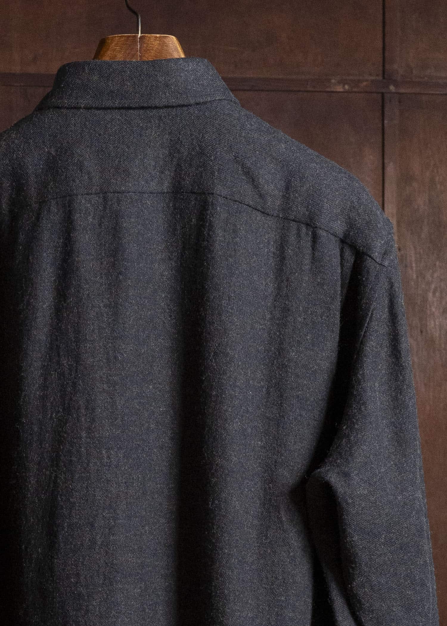Gorsch #14 2ND-SH03 Brushed Linen Wool Collar Wide Shirt Chacoal