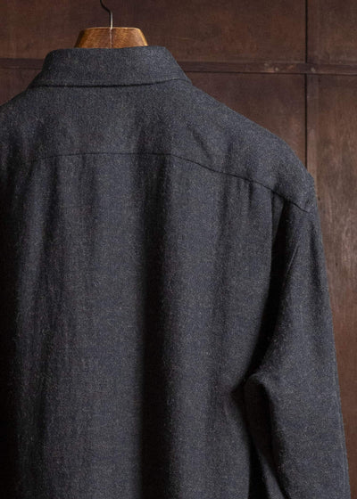 Gorsch #14 2ND-SH03 Brushed Linen Wool Collar Wide Shirt Chacoal
