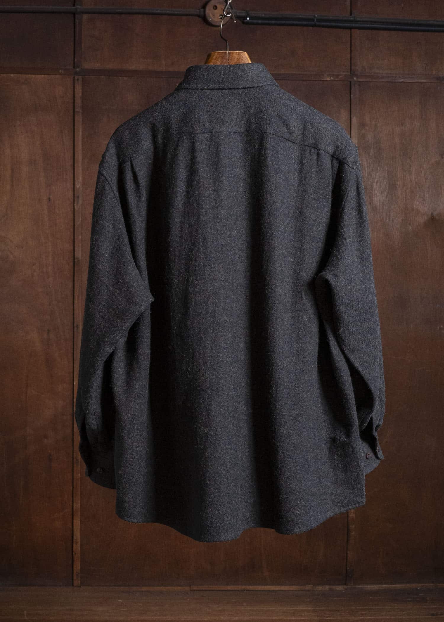 Gorsch #14 2ND-SH03 Brushed Linen Wool Collar Wide Shirt Chacoal