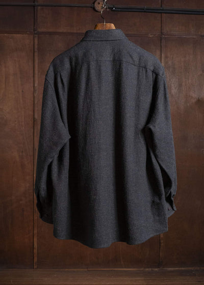 Gorsch #14 2ND-SH03 Brushed Linen Wool Collar Wide Shirt Chacoal
