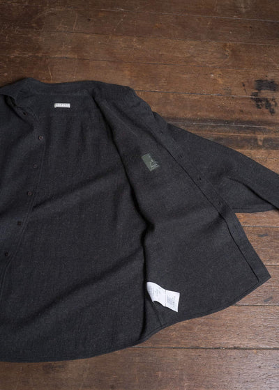 Gorsch #14 2ND-SH03 Brushed Linen Wool Collar Wide Shirt Chacoal