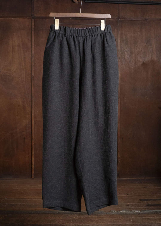 Gorsch #14 2ND-TR03-LIWO Brushed Ramie Linen Wool Easy Trousers Chacoal