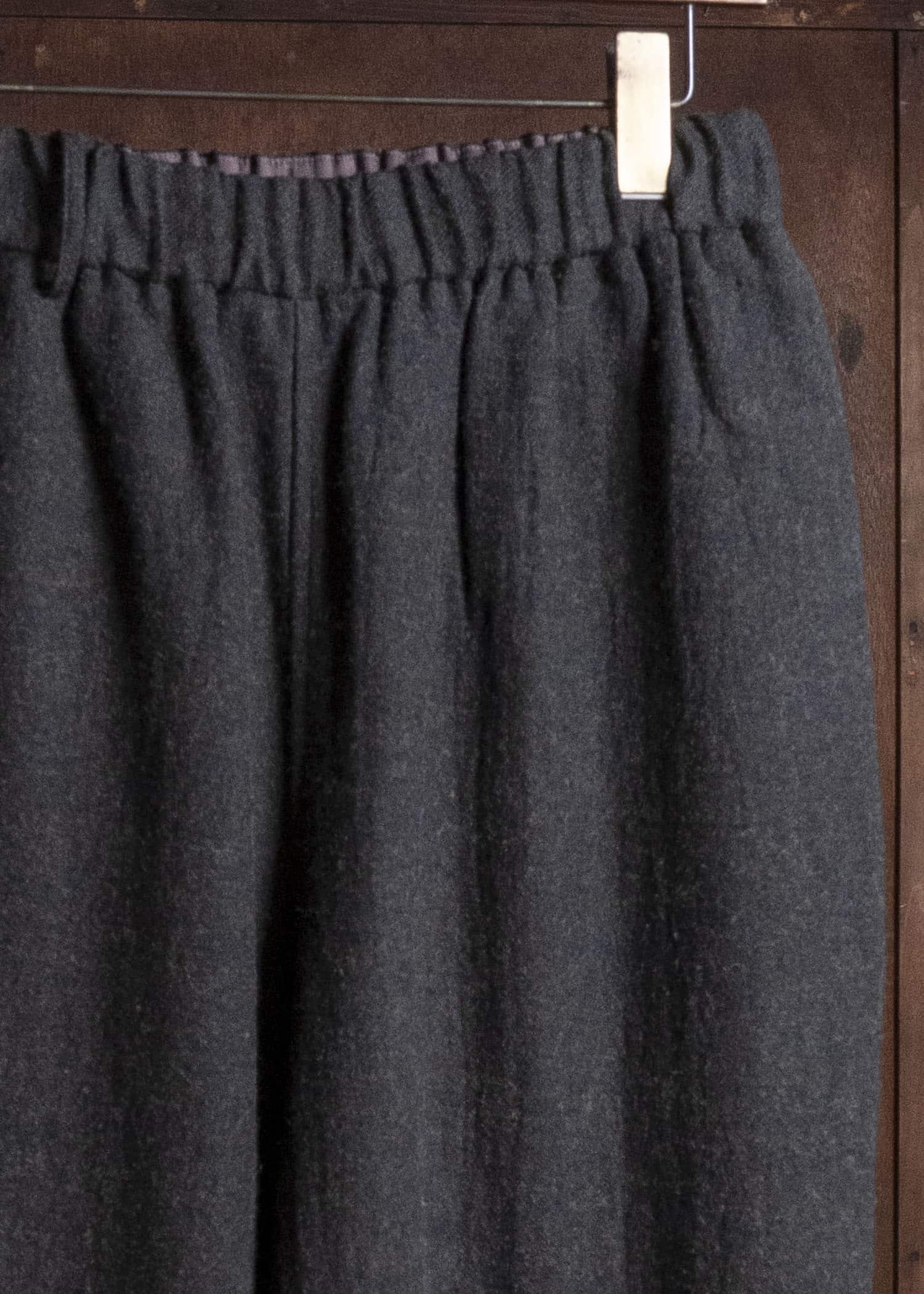 Gorsch #14 2ND-TR03-LIWO Brushed Ramie Linen Wool Easy Trousers Chacoal