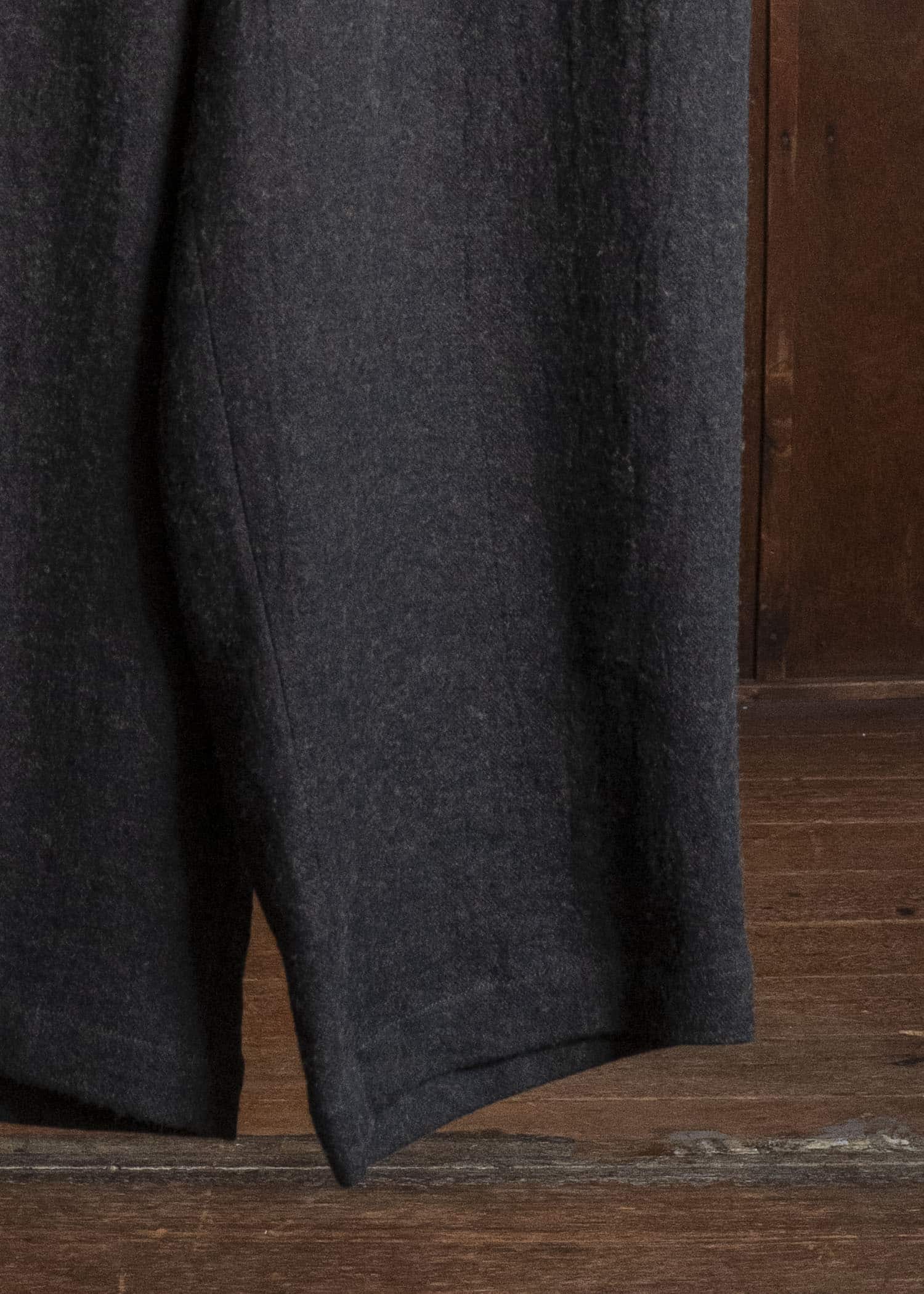 Gorsch #14 2ND-TR03-LIWO Brushed Ramie Linen Wool Easy Trousers Chacoal