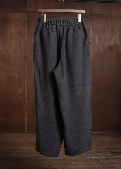 Gorsch #14 2ND-TR03-LIWO Brushed Ramie Linen Wool Easy Trousers Chacoal