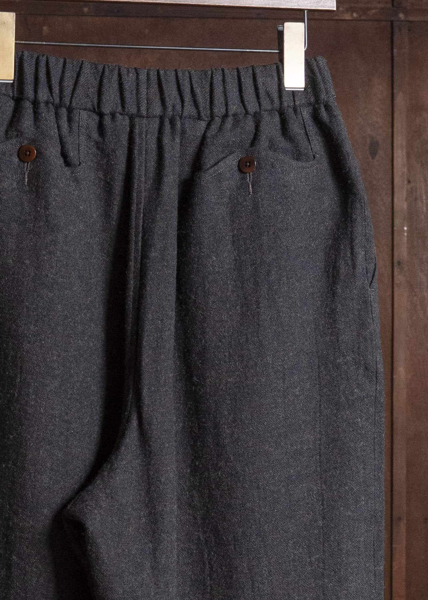Gorsch #14 2ND-TR03-LIWO Brushed Ramie Linen Wool Easy Trousers Chacoal