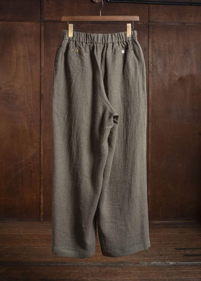 Gorsch #14 2ND-TR03-LIWO Brushed Ramie Linen Wool Easy Trousers Khaki