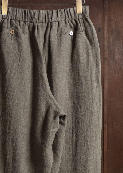 Gorsch #14 2ND-TR03-LIWO Brushed Ramie Linen Wool Easy Trousers Khaki