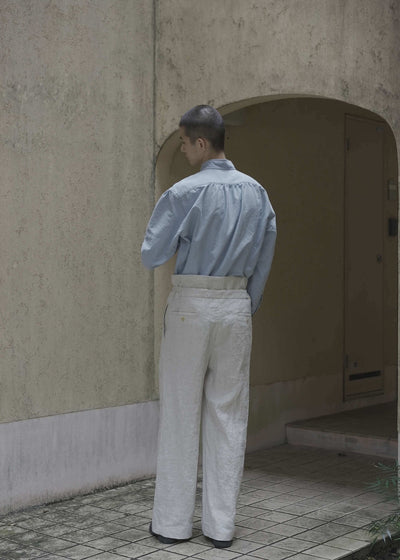 ZIIIN """"""KAFKA""""""""""""""""""""""""""""""""" STAND COLLAR GATHER SHIRT / INDIGO