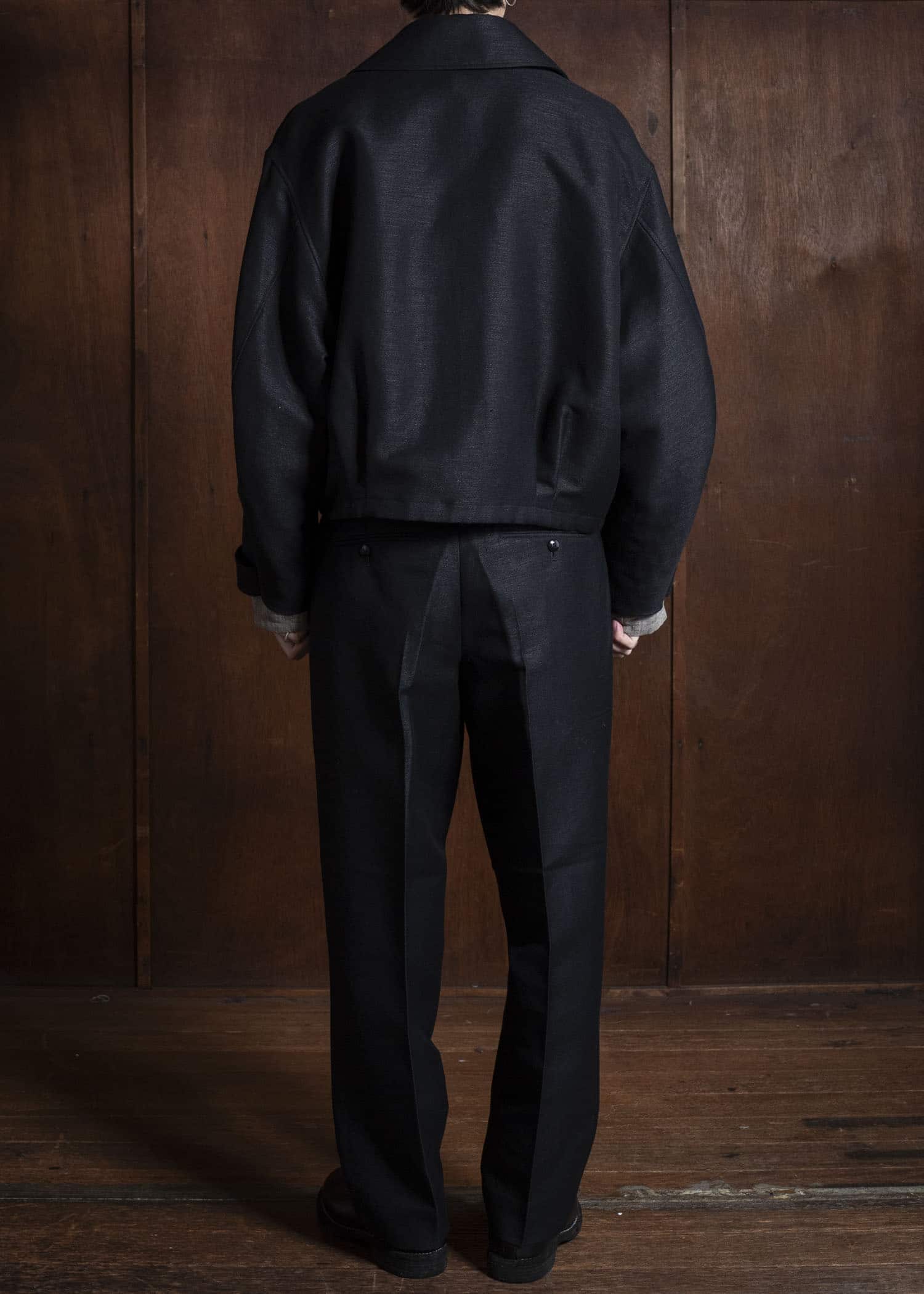 Gorsch 13-2ND-JK04 Wool Hemp Dobby Short Jacket Black