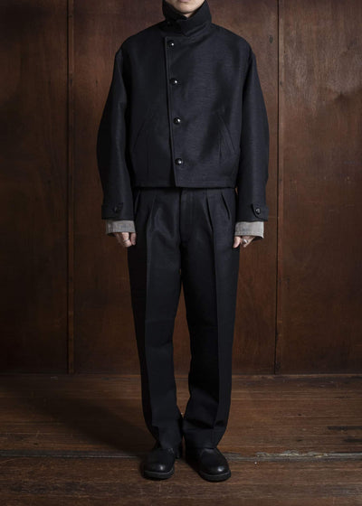 Gorsch 13-2ND-JK04 Wool Hemp Dobby Short Jacket Black