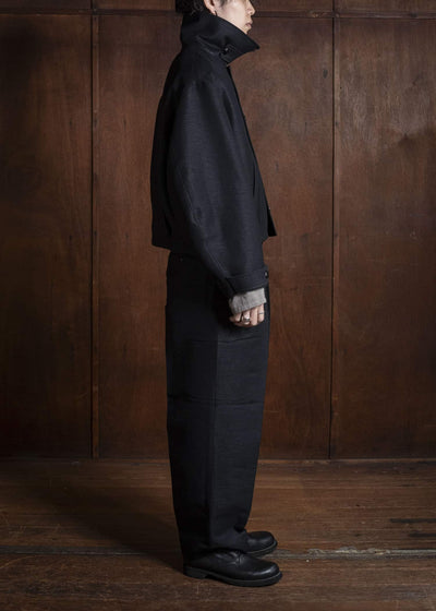 Gorsch 13-2ND-JK04 Wool Hemp Dobby Short Jacket Black