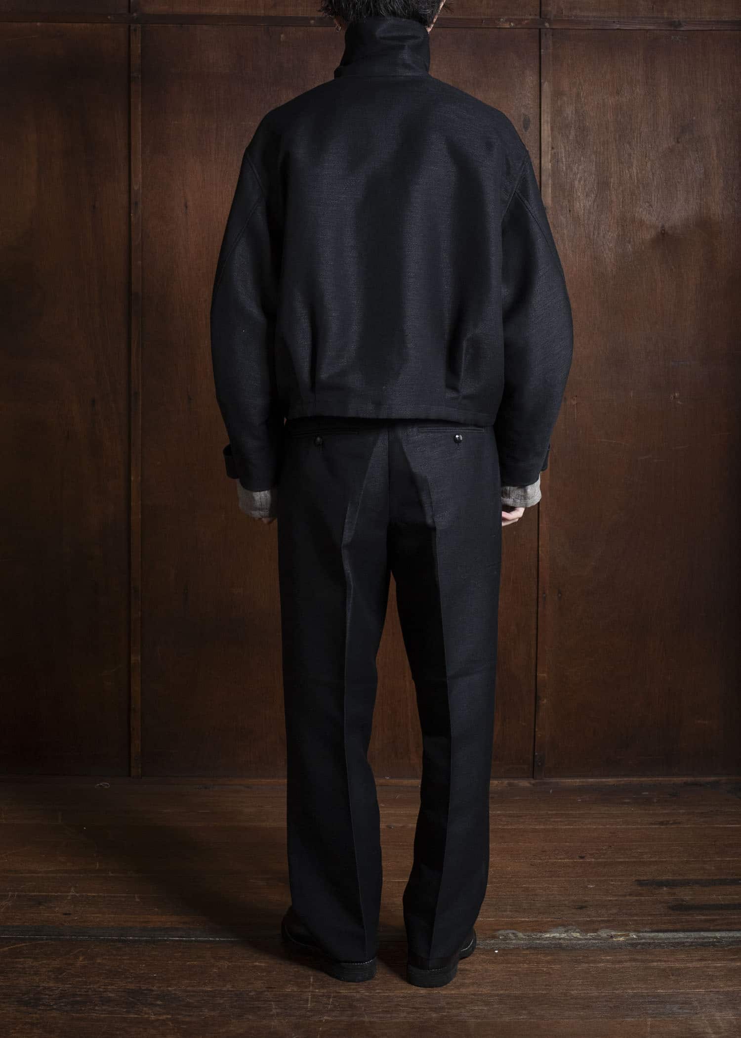 Gorsch 13-2ND-JK04 Wool Hemp Dobby Short Jacket Black