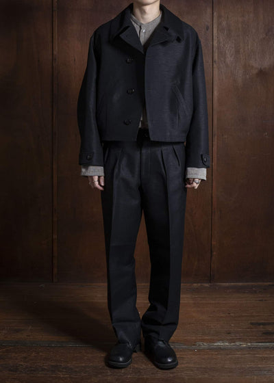 Gorsch 13-2ND-JK04 Wool Hemp Dobby Short Jacket Black