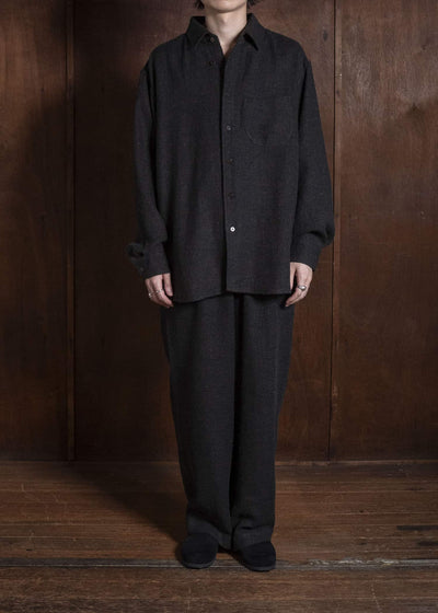 Gorsch #14 2ND-TR03-LIWO Brushed Ramie Linen Wool Easy Trousers Chacoal