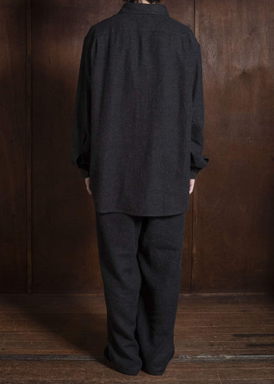 Gorsch #14 2ND-SH03 Brushed Linen Wool Collar Wide Shirt Chacoal