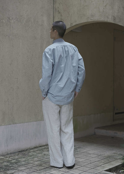 ZIIIN """"""KAFKA""""""""""""""""""""""""""""""""" STAND COLLAR GATHER SHIRT / INDIGO