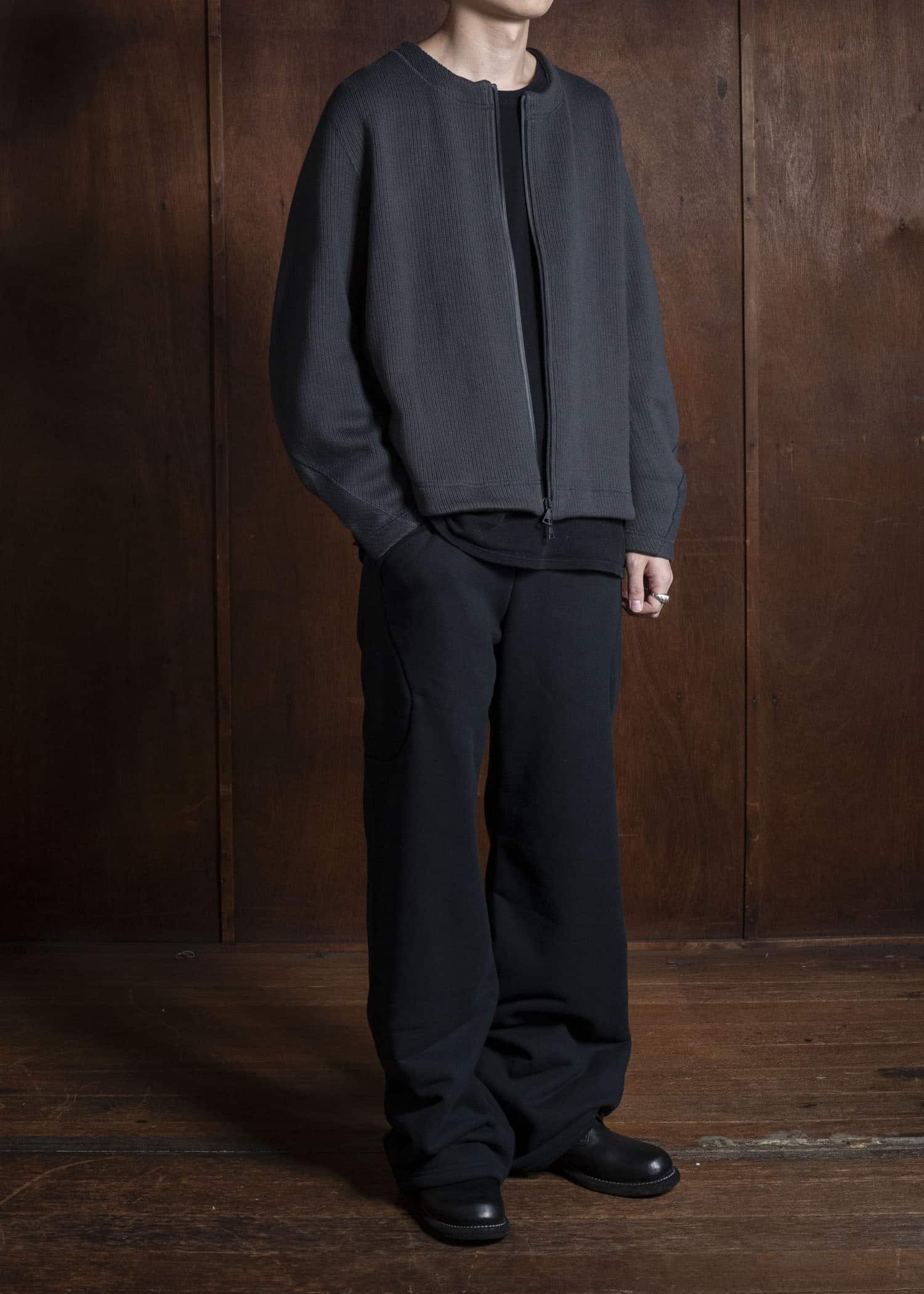 OPPOSE DUALITY OD1042CDG No Collar Rib Zip Top Black