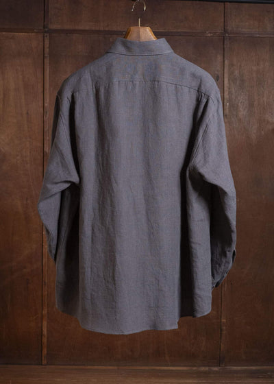 Gorsch #141ST-SH02-FLI French Linen Wide Silhouette Collar Shirt Charcoal