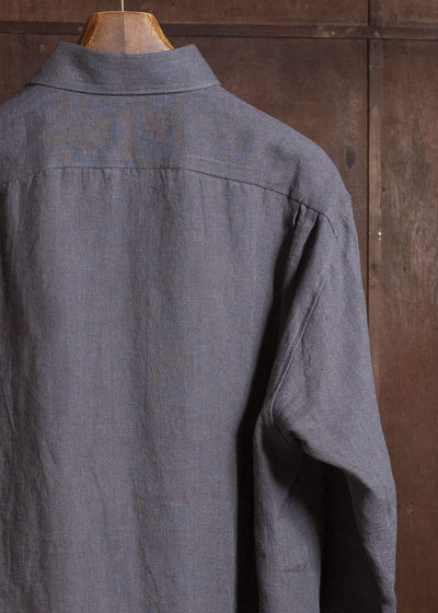 Gorsch #141ST-SH02-FLI French Linen Wide Silhouette Collar Shirt Charcoal