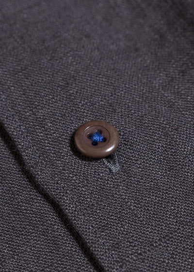 Gorsch #141ST-SH02-FLI French Linen Wide Silhouette Collar Shirt Charcoal