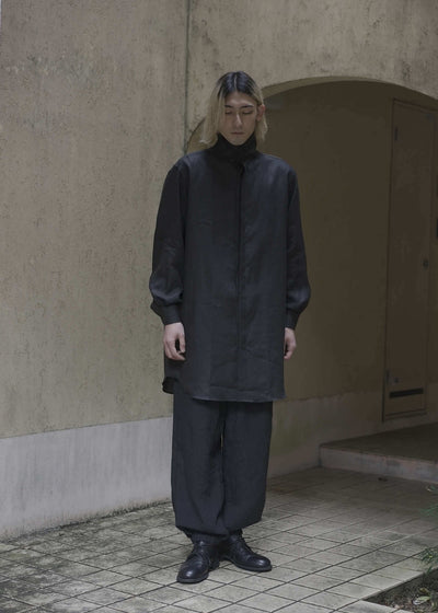 "OSCAR" HIGH NECK COLLAR SHIRT / BLACK