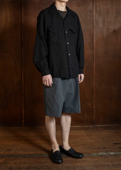 Taiga Takahashi Lot.101-Black Open Collar Shirt Black