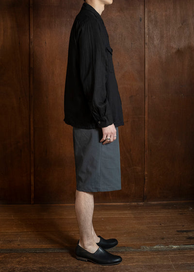 Taiga Takahashi Lot.101-Black Open Collar Shirt Black