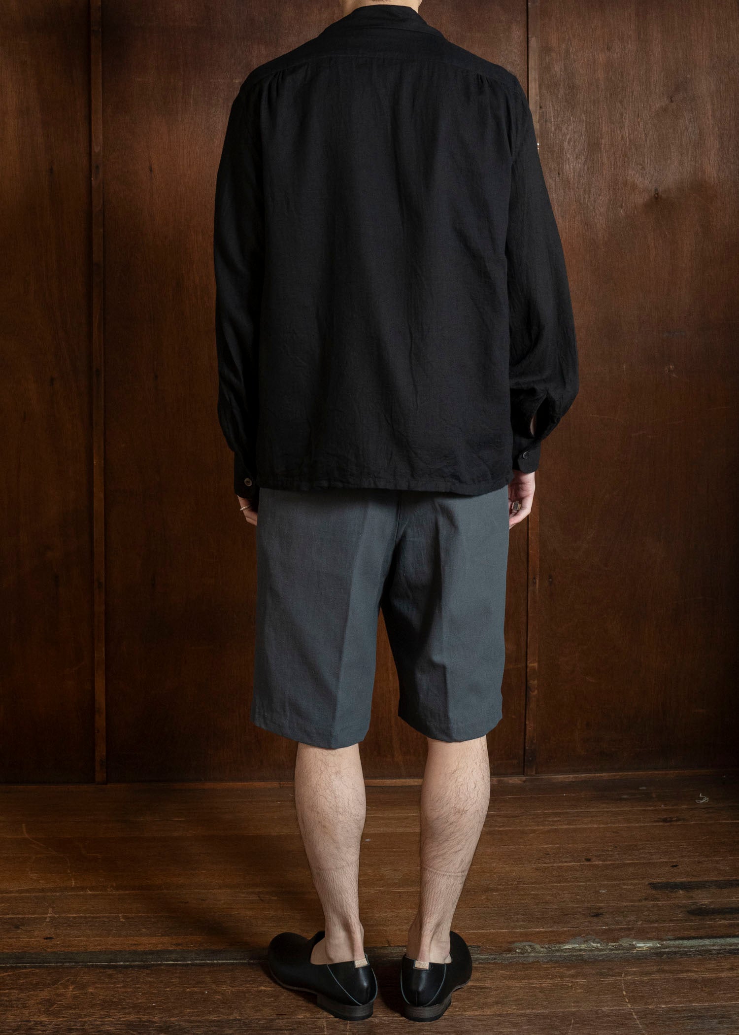 Taiga Takahashi Lot.101-Black Open Collar Shirt Black