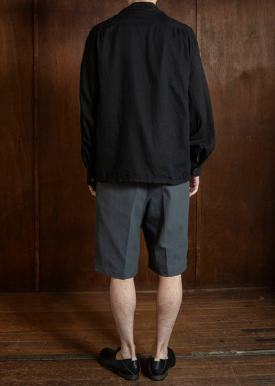 Taiga Takahashi Lot.101-Black Open Collar Shirt Black