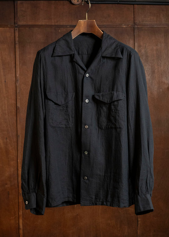Taiga Takahashi Lot.101-Black Open Collar Shirt Black