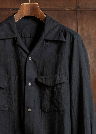 Taiga Takahashi Lot.101-Black Open Collar Shirt Black
